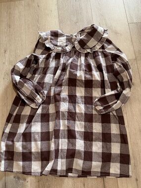 Adorable Peter Pan color cotton gingham dress size 10 girls